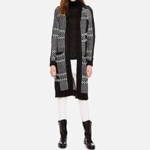 Just Female Black White Fola Knit Cardigan Size M